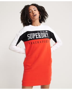 Superdry Paneel Sweat Jurk met lange mouwen