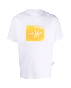 Klassiek wit T-shirt met Palm Angels Leaf-logo