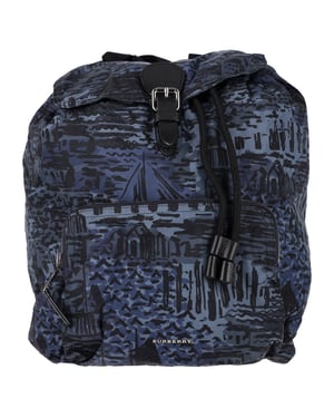 Burberry Kustprint Rugzak in Blauw Polyamide