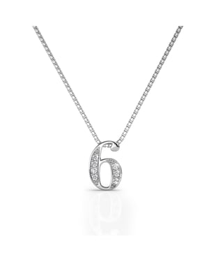 Nummer 6 hangers - Zilver en kristal