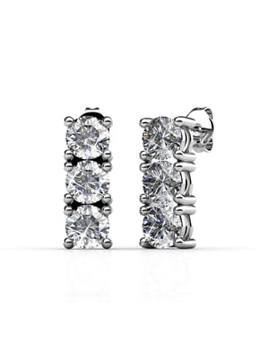 Tri-oorbellen - Zilver en kristal