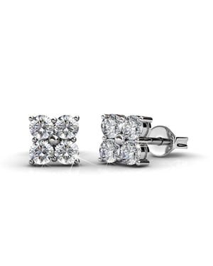 Leuke vierkante oorbellen - zilver en kristal