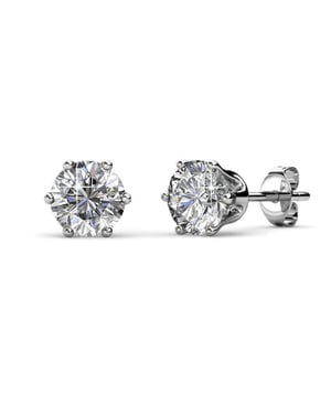 Solitaire L-oorbellen - Zilver en kristal