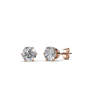 Solitaire S oorbellen - Roségoud en kristal