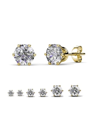 Solitaire S oorbellen - goud en kristal