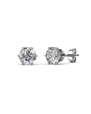Solitaire M oorbellen - zilver en kristal