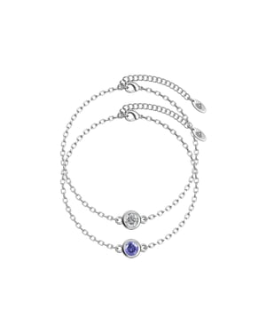 Geboortesteen armbanden - Zilver, kristal en paars
