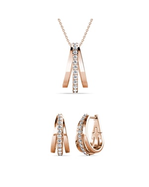 Aurielle Hoop Sets - Roségoud en Kristal