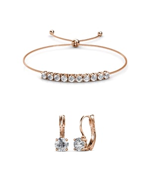 Ronde Crystal Mia-sets - Roségoud en kristal