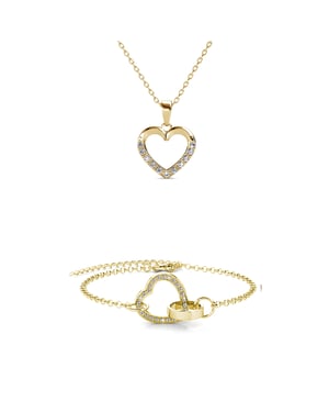 Locked Heart Necklace Sets - Goud en Kristal
