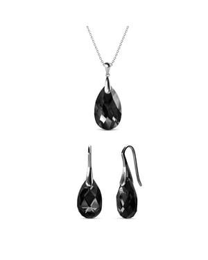 Teardrop haaksets - Zilver en zwart
