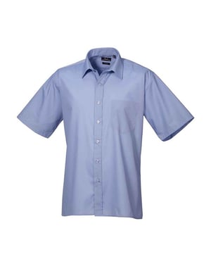 Premier Heren Poplin overhemd met korte mouwen (Middenblauw)
