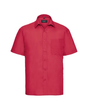 Russell Collection Heren Klassiek Popeline Popeline Overhemd met Korte Mouwen (Klassiek rood)
