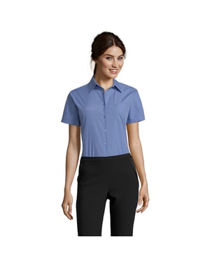SOLS Dames/Dames Escape Poplin Business Shirt met korte mouwen (Middenblauw)