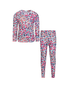 Mountain Warehouse Base Layer Set met dierenprint voor kinderen/Kids Talus (Helder Roze)
