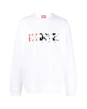 Diesel dubbel vernietigd logo wit sweatshirt