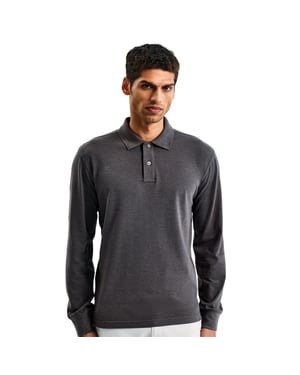 Asquith & Fox Heren Klassieke Pasvorm Poloshirt met lange mouwen (Houtskool)