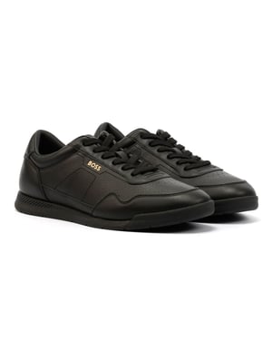 Boss Titanium Leren Heren Sneakers Zwart