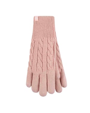 Dames Kabelgebreide 2.3 Tog Fleece Gevoerde Thermische Winterhandschoenen