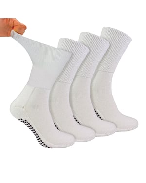 4-Pack Bamboe Diabetessokken met Grip voor Mannen en Vrouwen