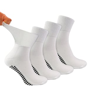 4-Pack Korte Bamboe Diabetessokken met Grips voor Heren en Dames