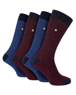 4-pack Heren Katoenen Dress Socks | Spirit Square Geweven Sokken