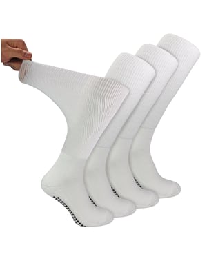 4-Pack Lange Bamboe Diabetessokken Met Grip voor Mannen en Vrouwen