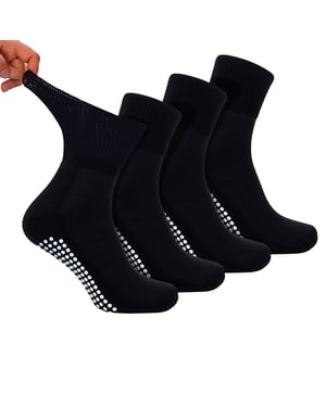4-Pack Korte Bamboe Diabetessokken met Grips voor Heren en Dames