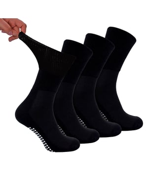 4-Pack Bamboe Diabetessokken met Grip voor Mannen en Vrouwen