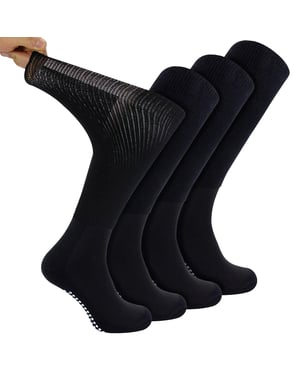 4-Pack Lange Bamboe Diabetessokken Met Grip Voor Mannen En Vrouwen