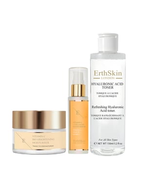 Vitamine C Bio Brightening Moisturiser 50ml + Verfrissende Hyaluronzuur Toner 150ml + VITAMINE C + COLLAGEN ELIXIR SERUM 60ML