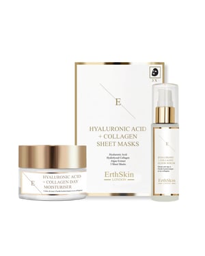 Hyaluronzuur & Collageen Dagcrème 50ml + Hyaluronzuur & Collageen Serum - 60ml + Hyaluronzuur & Collageen Masker - 3 vellen