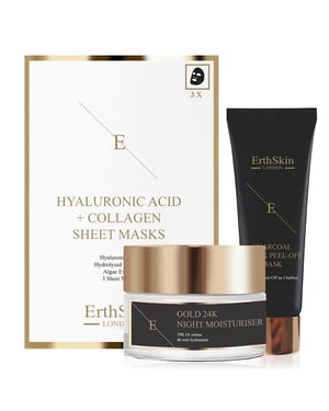 ANTI-WRINKLE NachtMOISTURISER 24K GOUD + Peel Off Gezichtsmasker+Hyaluronzuur & Collageen Masker - 3 vellen