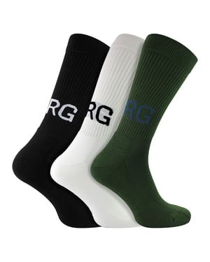 3-Pack Core Sport Geribbelde Top Crew Sokken voor Mannen