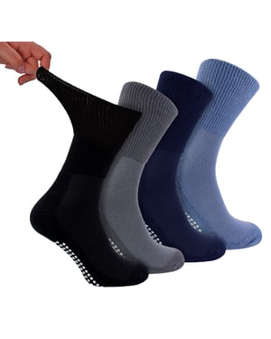 4-Pack Bamboe Diabetessokken Met Grip voor Mannen en Vrouwen