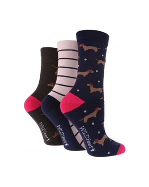 3-Pack Dames Jacquard Novelty Katoenen Sokken