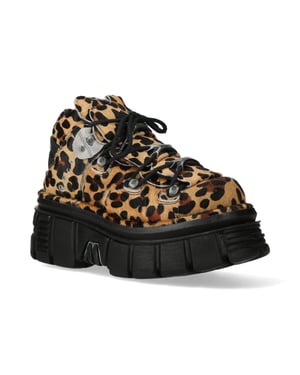 New Rock M-106-C192 Leopard Bruine Leren Gothic Enkellaarsjes