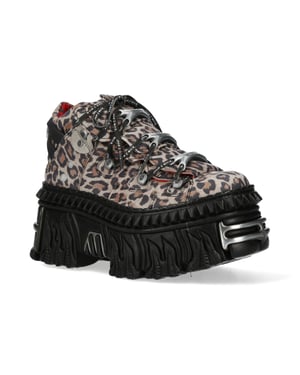 New Rock M-106WALL-C56 Leopard Print Leren Gothic Platform Enkellaarsjes