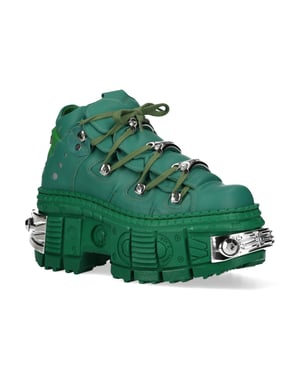 New Rock M-106WALL-C29 Metallic Groene Leren Gothic Enkellaarsjes