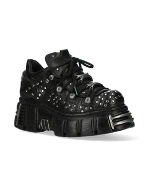 New Rock M-120NR-C1 Zwarte leren Gothic Platform enkellaarsjes