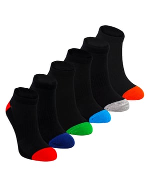 6-Pack Jongens Bamboe Trainer Sokken | Kinderen Zwarte Lage Hak & Teen Sokken