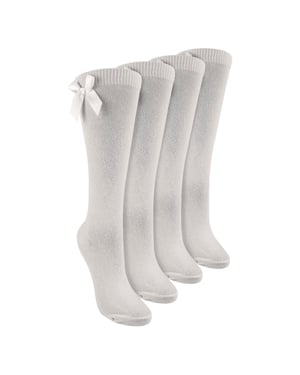 Meisjes 4-Pack Kniesokken met Strik | Effen Lange Sokken voor Kinderen