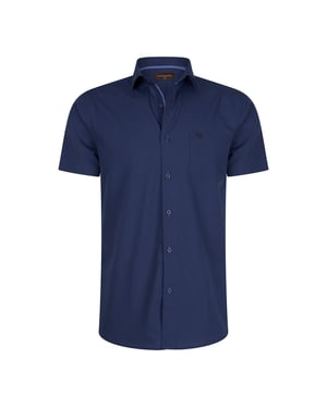 Cappuccino Italia Overhemden Korte Mouw Palermo Blauw
