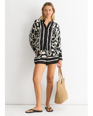 Oversized shirt met monorandprint in viscose