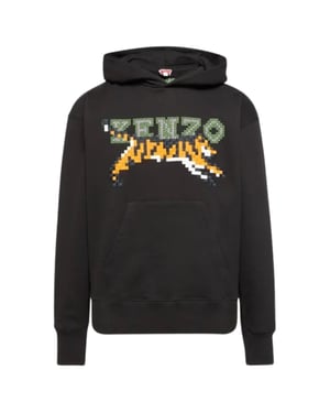 Kenzo Paris digitale tijgerontwerp zwarte hoodie