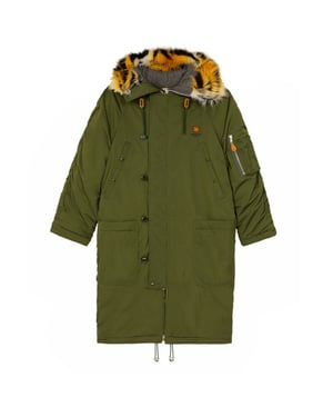 Kenzo gewatteerde parka donker kaki groene jas