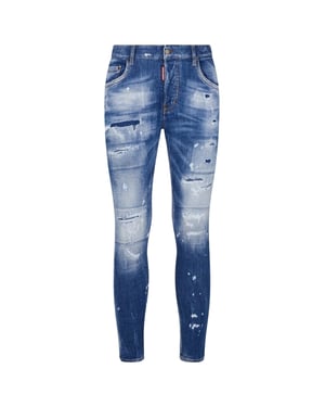 Dsquared2 Super Twinky Jean vervaagde versterkte gescheurde blauwe jeans