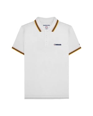 Lambretta Heren SS25 Triple Tipped Groot & Lang Poloshirt (Wit/Tabak/Navy/Goud)