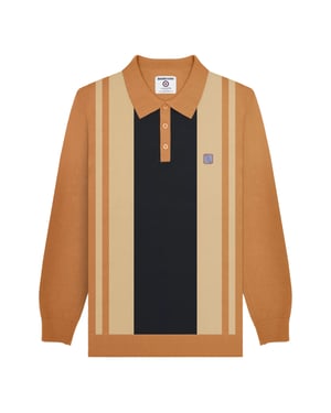 Lambretta Heren AW24 Vintage poloshirt met lange mouwen (Tabak)