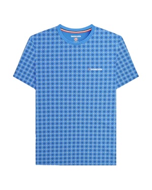Lambretta Heren SS24 Geometrisch T-shirt met all-over print (Vallarta Blauw)